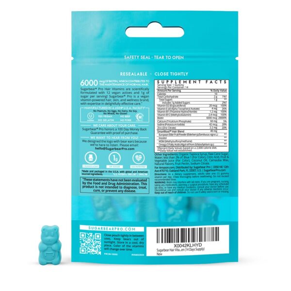 Detalle gominolas Sugarbear vitaminas para cabello sano y fuerte