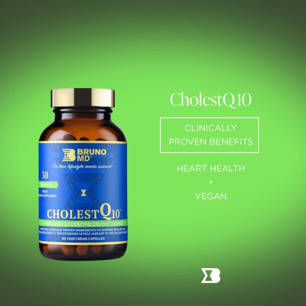 Detalle suplemento CholestQ10 BRUNO MD 60 cápsulas veganas