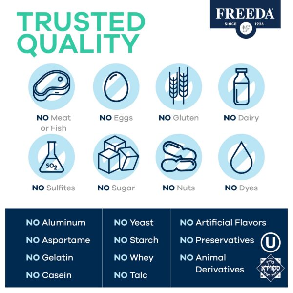 Detalle de suplemento FREEDA Vitamina C búfer vegano y kosher