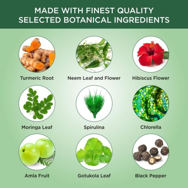 Detalle del suplemento de limpieza total y antioxidantes Organic Veda