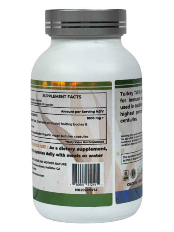 MN Mother Nature suplemento Turkey Tail cápsulas detalle