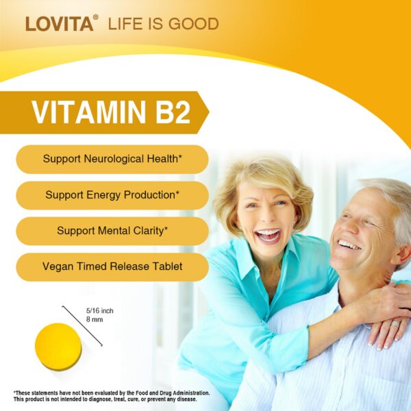 detalle tableta Lovita vitamina B2 riboflavina 100mg