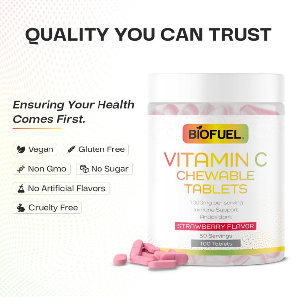 detalle tableta masticable vitamina c sabor fresa Biofuel