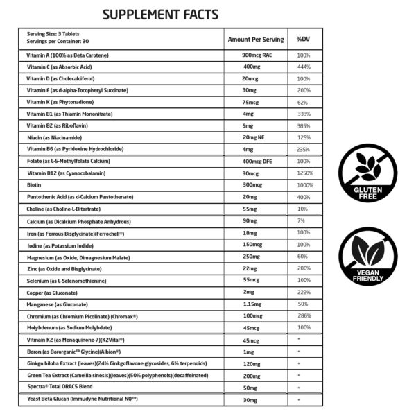 Detalle de tabletas FIRST ENDURANCE MULTIV