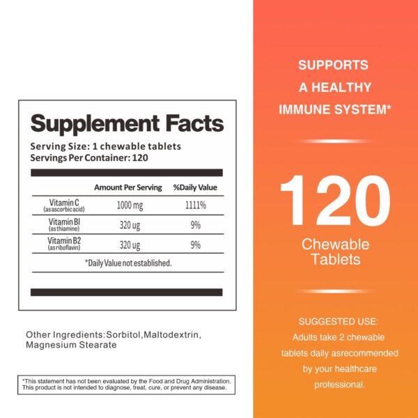 Detalle de tabletas masticables sabor naranja de vitamina C TOLOUS