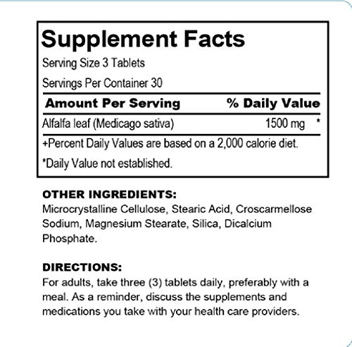 Detalle tabletas suplemento Esmond Natural alfalfa