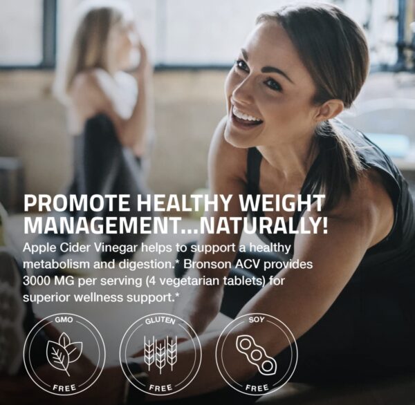 Detalle tabletas vegetales vinagre sidra manzana Bronson