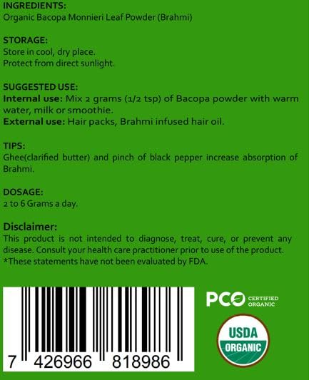 Detalle textura polvo Bacopa orgánico verde brillante