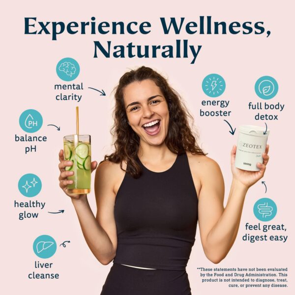 Detalle textura polvo de zeolita natural Zeotex para desintoxicación