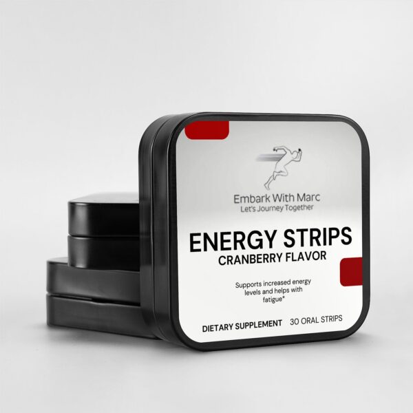 Detalle de tiras energéticas sabor arándano rojo