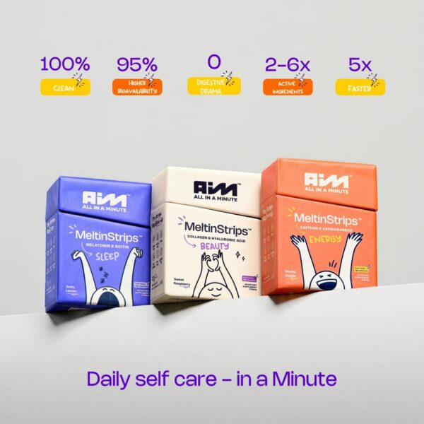 Detalle tiras MELTINSTRIPS suplemento energía y belleza vegano