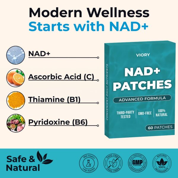 Detalle aplicacion parche VIORY NAD+ en piel