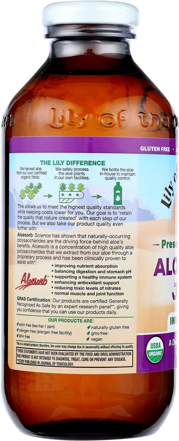 Detalles botella jugo aloe vera sin conservadores Lily Of The Desert