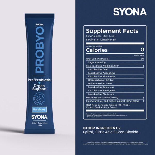Detalles envase SYONA PROBYO mezcla probiótica