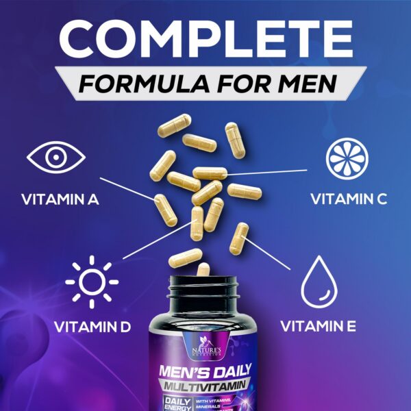 Detalles etiqueta multivitaminas hombres Nature's Nutrition