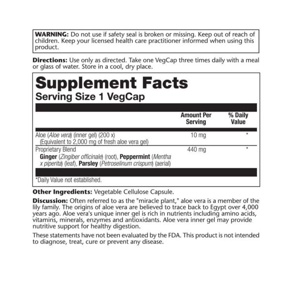 Detalles del frasco Solaray aloe vera gel antioxidante