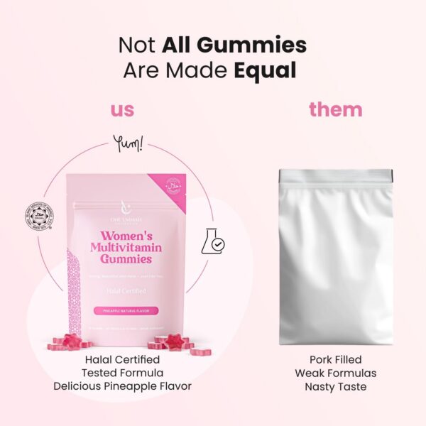 Detalle gomitas multivitaminas Halal One Ummah para energía y belleza