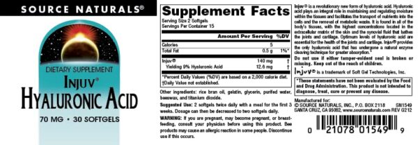 Version 1.0.0 Detalles ingredientes y uso ácido hialurónico Source Naturals