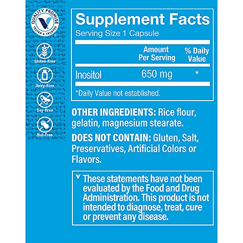 Detalles nutricionales The Vitamin Shoppe Inositol 650mg
