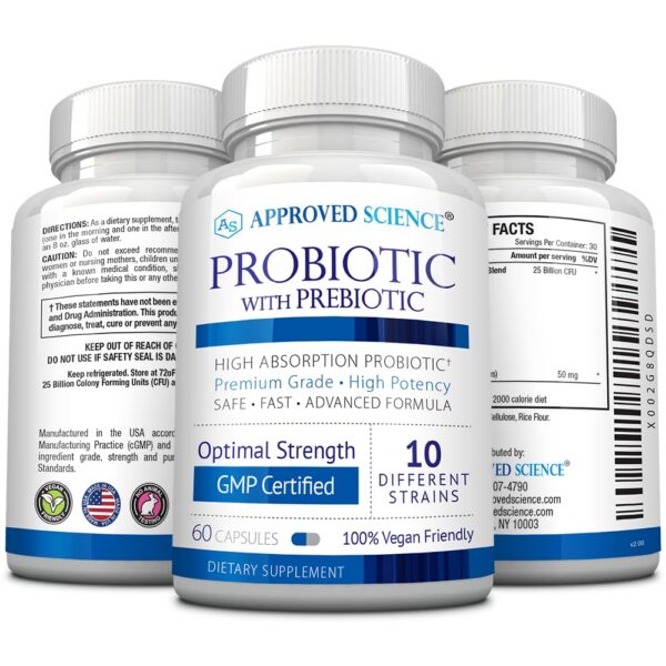 Version 1.0.0 Probiótico Approved Science envases dispuestos