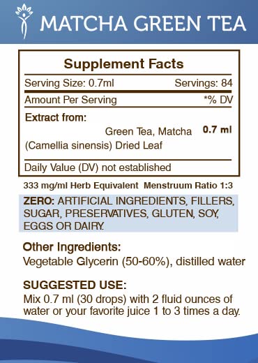Detalles producto tintura herbal matcha sin alcohol
