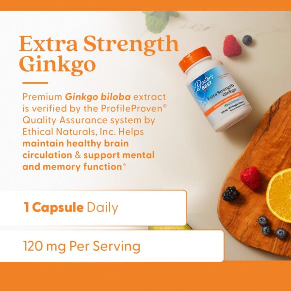 Detalles del suplemento Ginkgo Doctor's Best en caja