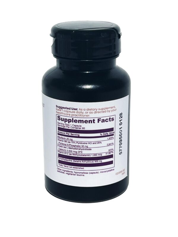 Detalles de las cápsulas de vitaminas B Eternity Medicine.