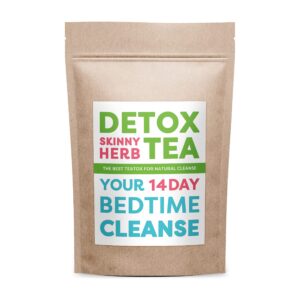 Detox Skinny Herb té limpieza nocturna caja y taza roja