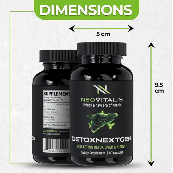 Suplemento DetoxNextGen con ingredientes naturales para salud hepática y renal