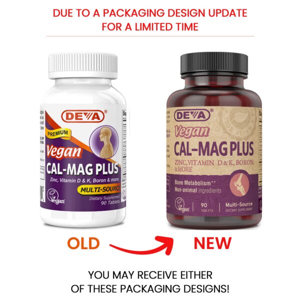 Caja DEVA CAL-MAG PLUS y etiqueta de empaque