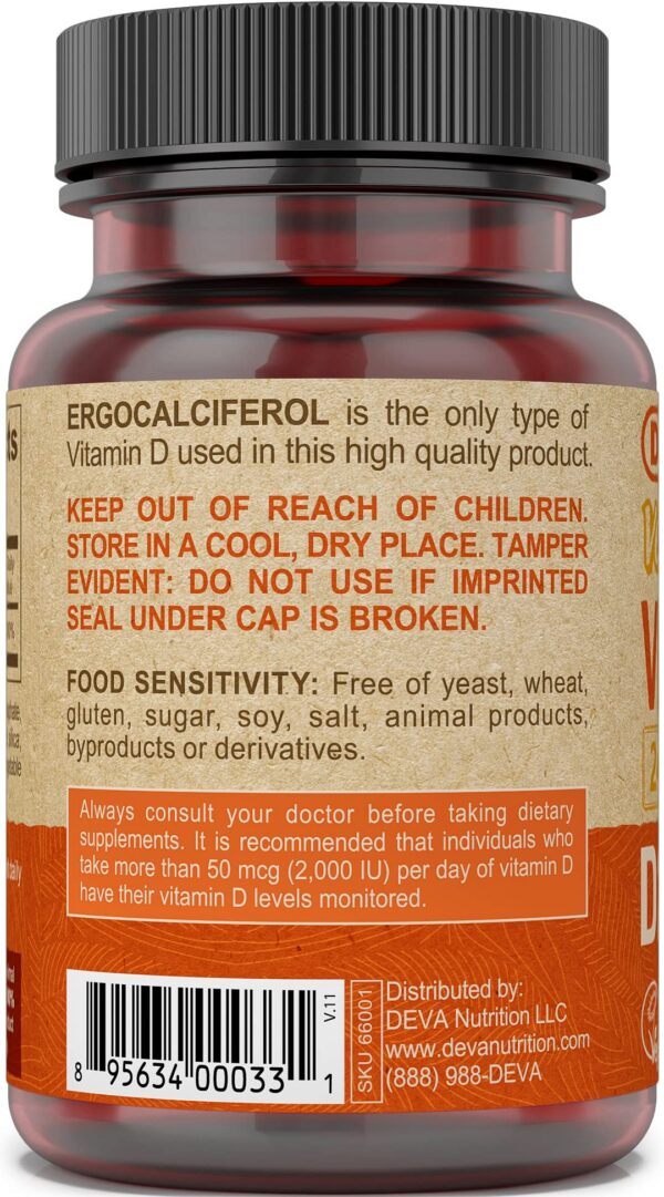 Version 1.0.0 Etiqueta suplementaria DEVA Vitamina D2 vegana 2400 UI