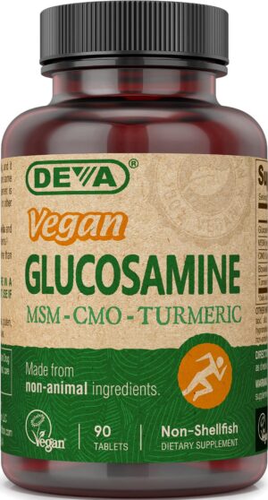 Frasco DEVA glucosamina MSM CMO vegano, 90 tabletas