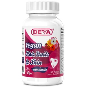 Frente del frasco DEVA Hair Nails Skin Vegano