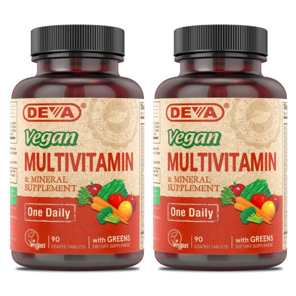 DEVA Multivitamínico Vegano en envase mostrando tabletas