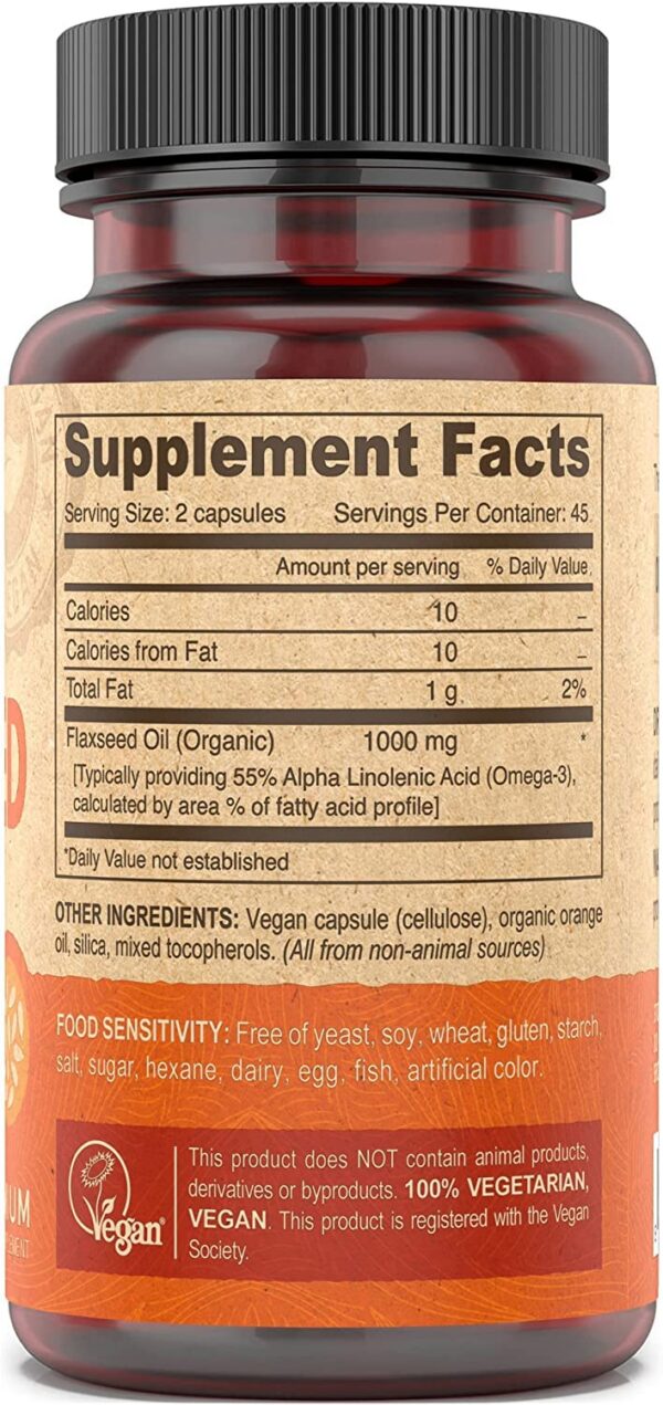 Etiqueta frontal Deva Vegan Vitamins Aceite de Semilla de Lino