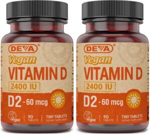 Version 1.0.0 DEVA Vitamina D2 vegana 90 tabletas pack de 2 frontal