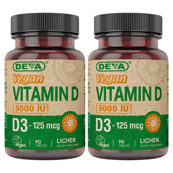Version 1.0.0 DEVA vitamina d3 vegana 5000 iu 90 cápsulas suplemento natural