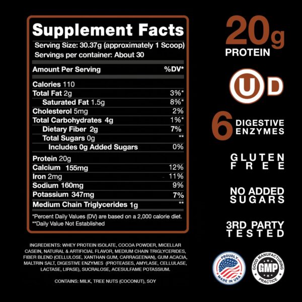 Etiqueta lateral con ingredientes y certificaciones