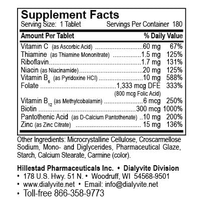 180 tabletas de Dialyvite 800 en frasco