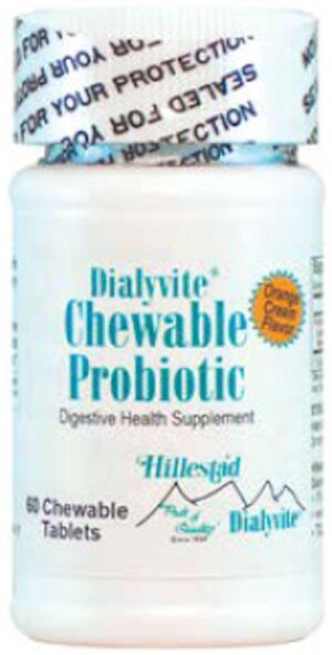 Dialyvite probiótico masticable 60 obleas crema naranja vista frontal