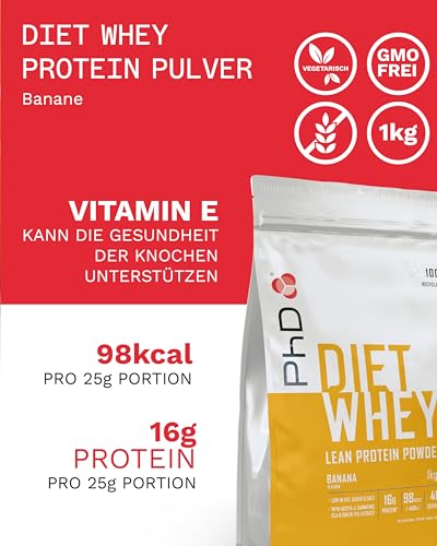 Frasco Diet Whey 1kg Banana abierto