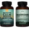 Frente del frasco Digestive Calm Probiotic y Triple Calm Magnesium