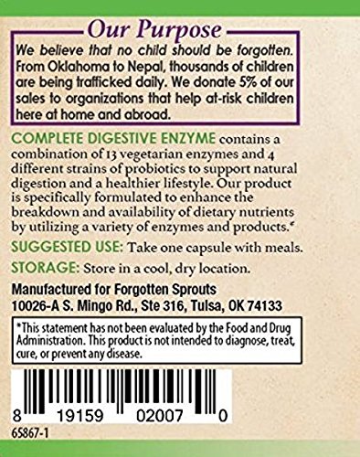 Etiqueta frontal de Digestive Enzyme Forgotten Sprouts