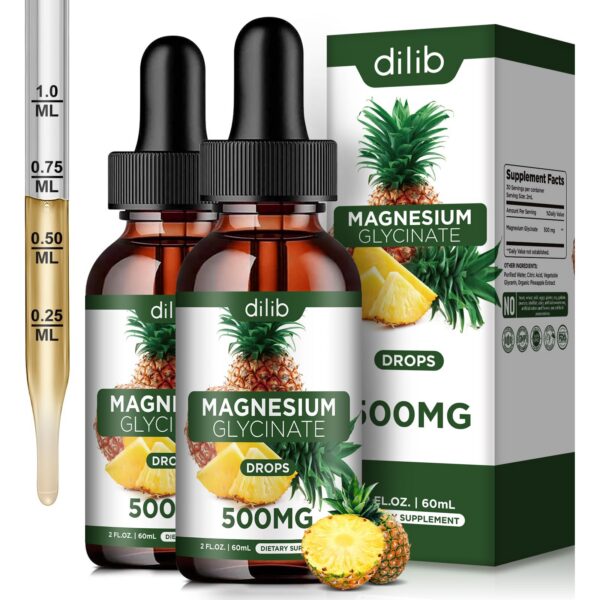 Frente del frasco de gotas de magnesio glicinato