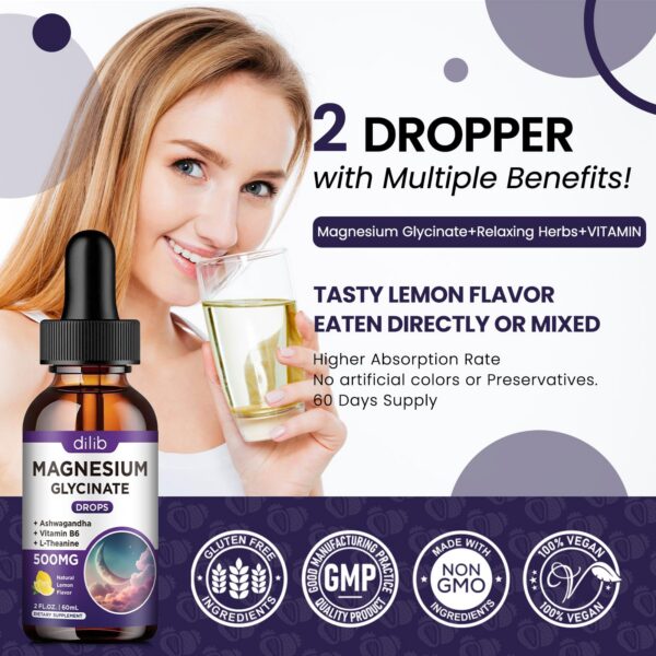 Frasco con gotero para gotas de magnesio glicinato