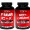 Frente de Divine Bounty Vitamina K2 con D3 y Acetil-L-Carnitina
