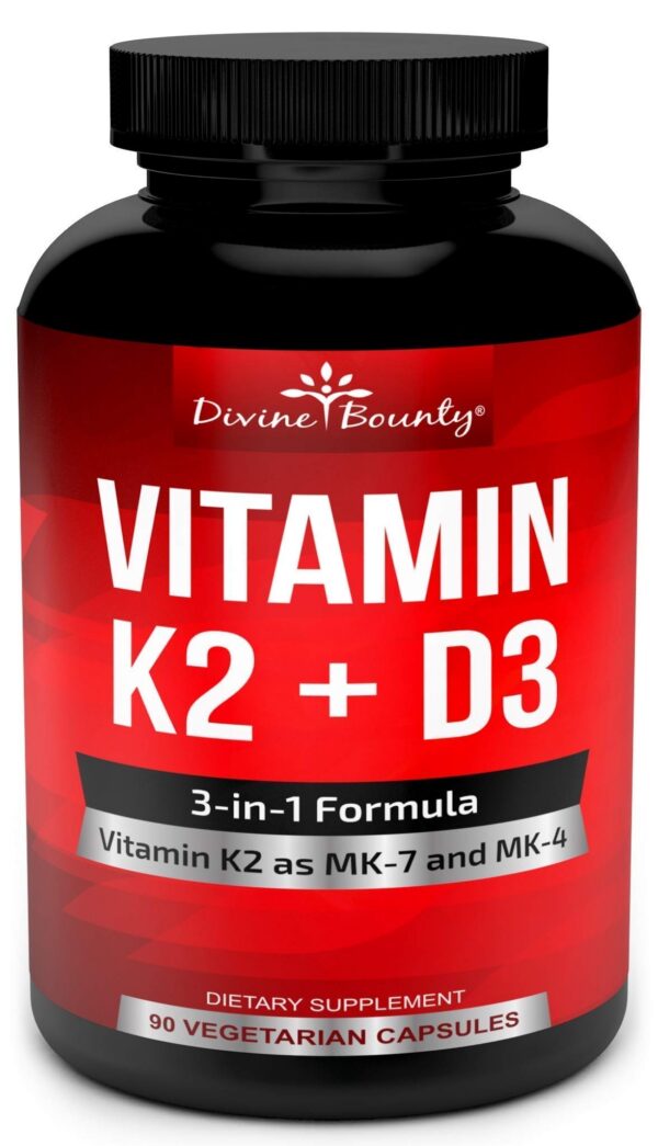 Etiqueta de Divine Bounty Vitamina K2 D3 Acetil-L-Carnitina