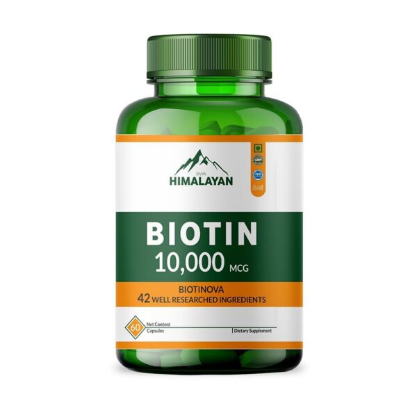 Version 1.0.0 Divya Biotina 10000 mcg cápsulas frontal