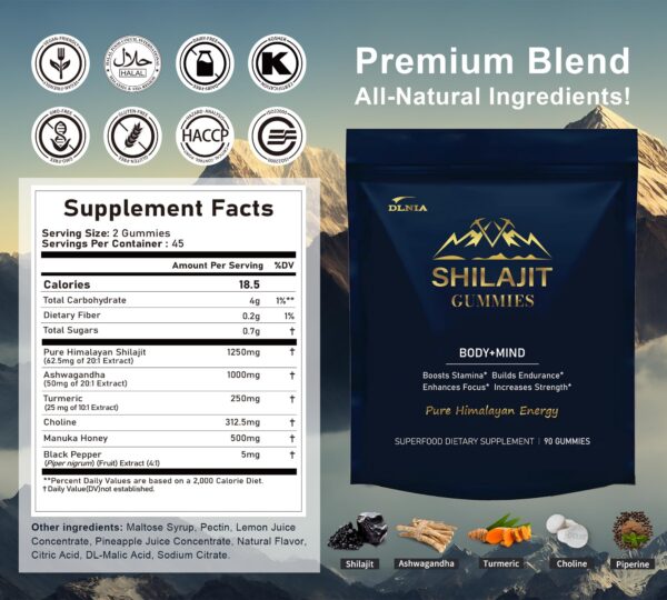 Etiqueta DLNIA Shilajit Gummies