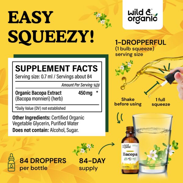 Etiqueta bacopa orgánica para apoyo mental